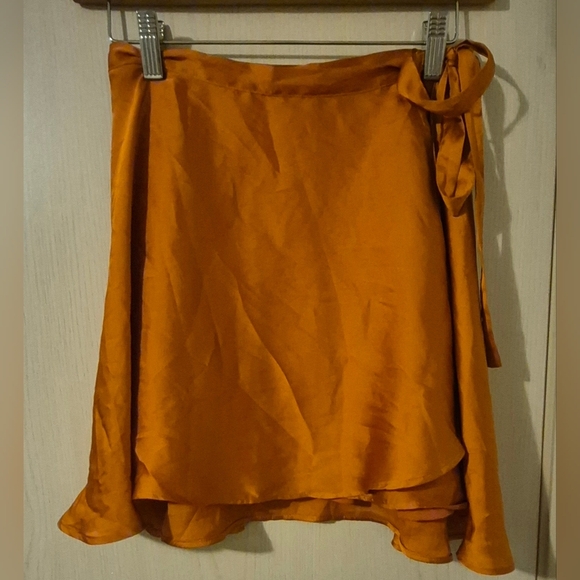 Urban Outfitters Orange Wrap Mini Skirt - Picture 1 of 6
